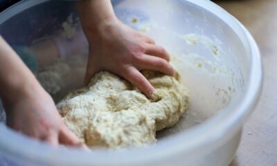 preparing pizza dough